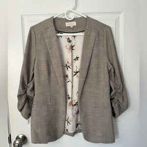 StitchFix Skies Are Blue Raja Printed Collarless Blazer in Grey